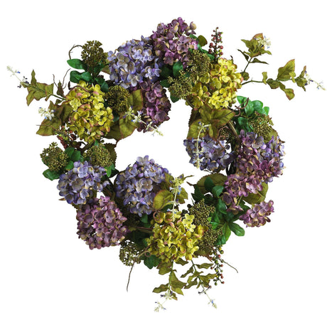 24" Mixed Hydrangea Wreath-Parc Decor