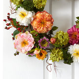 24" Mixed Peony Wreath-Parc Decor