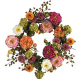 24" Mixed Peony Wreath-Parc Decor