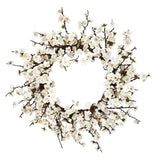 24” Silk Plum Blossom Wreath-Parc Decor