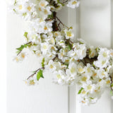 24” White Flower Blossom Wreath-Parc Decor