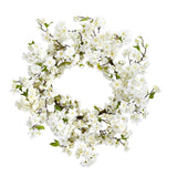 24” White Flower Blossom Wreath-Parc Decor