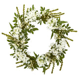 24” White Mixed Floral Artificial Wreath-Parc Decor