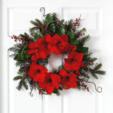 24” Amaryllis Wreath-Wreath-Parc Decor
