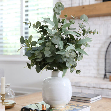 24” Artificial Eucalyptus Leaves Arrangement with Ceramic Planter-Arrangement-Parc Decor