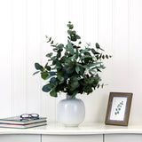 24” Artificial Eucalyptus Leaves Arrangement with Ceramic Planter-Arrangement-Parc Decor