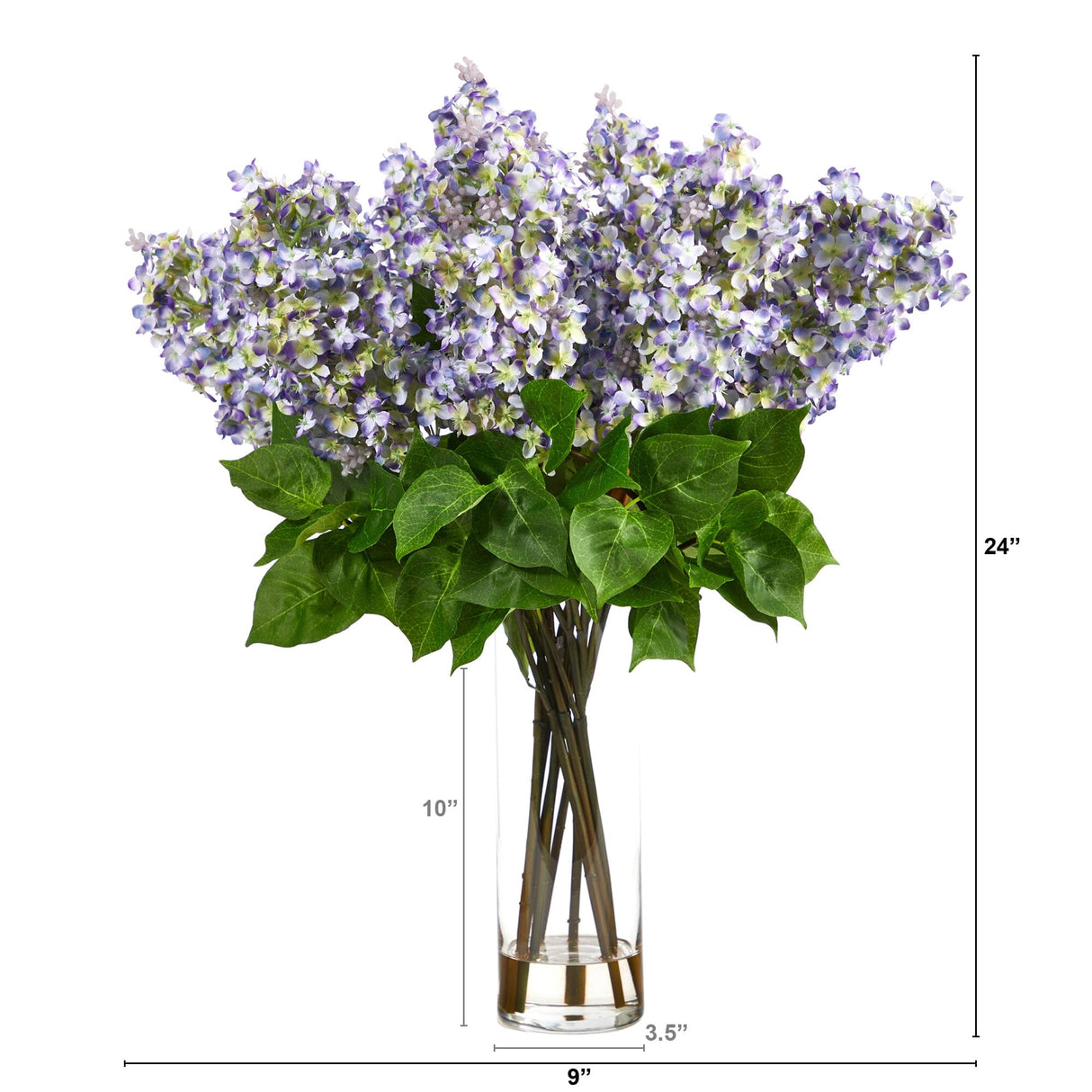24” Artificial Lilac Arrangement with Cylinder Glass Vase-Arrangement-Parc Decor
