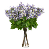 24” Artificial Lilac Arrangement with Cylinder Glass Vase-Arrangement-Parc Decor