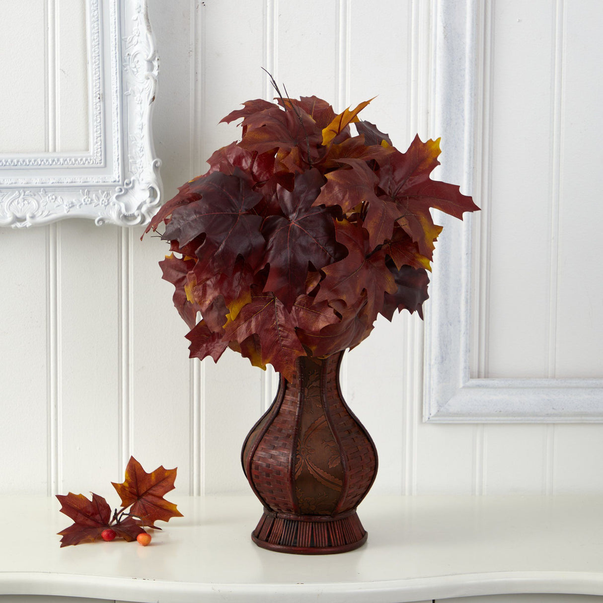 24” Autumn Maple Leaf Artificial Plant in Decorative Planter-Plant in Planter-Parc Decor