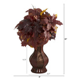 24” Autumn Maple Leaf Artificial Plant in Decorative Planter-Plant in Planter-Parc Decor