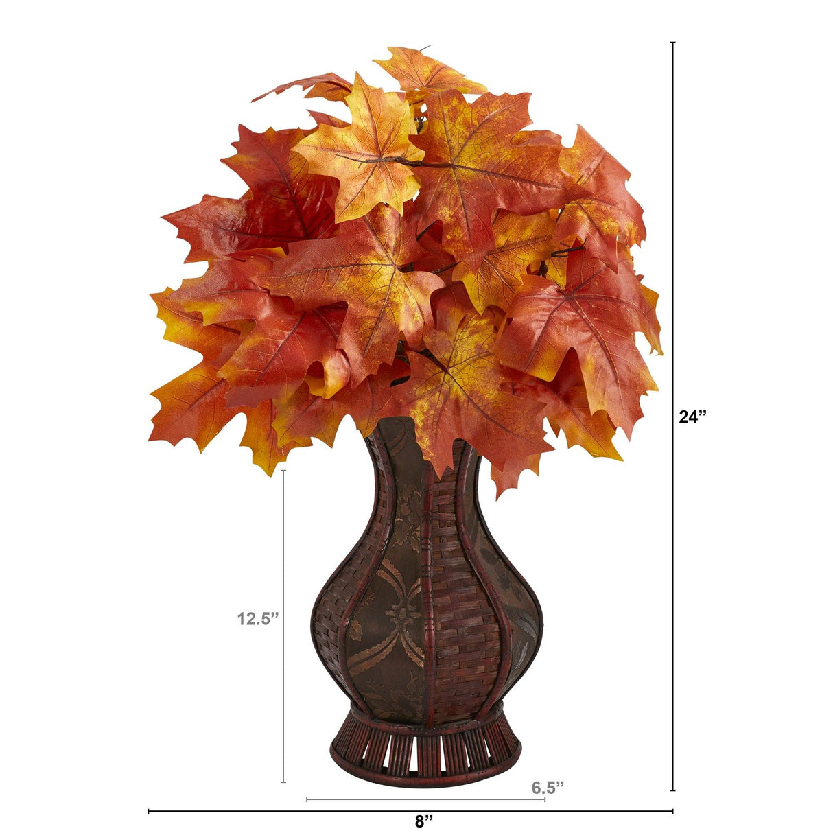 24” Autumn Maple Leaf Artificial Plant in Decorative Planter-Plant in Planter-Parc Decor