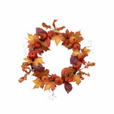 24” Autumn Maple Leaves, Pumpkin, Pinecone and Berries Artificial Fall Wreath-Wreath-Parc Decor