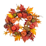 24” Autumn Pumpkin and Berries Artificial Fall Wreath-Wreath-Parc Decor