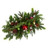 24” Cedar Pine, Pinecones and Ornaments Artificial Christmas Arrangement in Tin Vase-Candelabrum-Parc Decor
