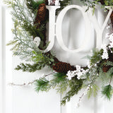 24” Christmas Joy Greenery Holiday Artificial Wreath-Wreath-Parc Decor
