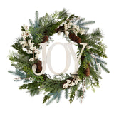 24” Christmas Joy Greenery Holiday Artificial Wreath-Wreath-Parc Decor