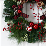 24” Christmas Pine Artificial Wreath with Pine Cones and Ornaments-Wreath-Parc Decor