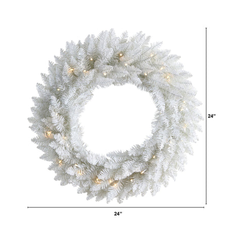 24” Colorado Spruce Artificial Christmas Wreath with 179 Bendable Branches and 35 Warm LED Lights-Wreath-Parc Decor