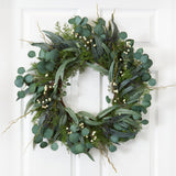 24” Eucalyptus and Mixed Greens Artificial Wreath-Wreath-Parc Decor