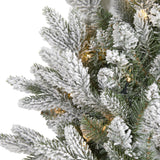 24” Flocked Artificial Christmas Wreath with 50 LED Lights-Wreath-Parc Decor