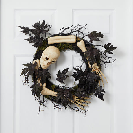 24" Halloween Skull and Bones Wreath-Wreath-Parc Decor
