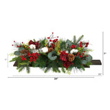 24” Holiday Berries, Pinecones and Eucalyptus Cutting Board Wall Décor or Table Arrangement-Arrangement-Parc Decor