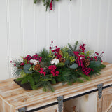 24” Holiday Berries, Pinecones and Eucalyptus Cutting Board Wall Décor or Table Arrangement-Arrangement-Parc Decor