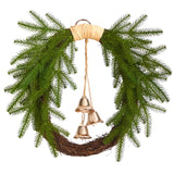 24” Holiday Christmas Pine and Bells Wreath-Wreath-Parc Decor
