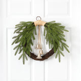24” Holiday Christmas Pine and Bells Wreath-Wreath-Parc Decor