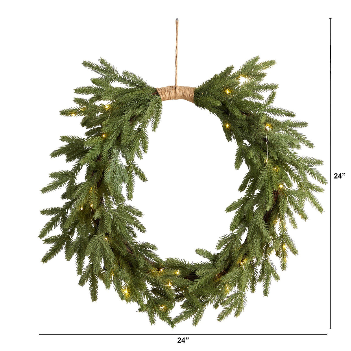 24" Holiday Christmas Pre-Lit Cascading Pine Wreath-Wreath-Parc Decor