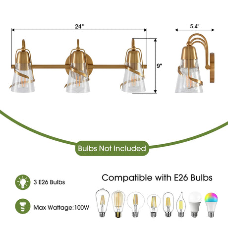 24 Inch Payne 3-Light Mirror Vanity Light