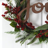 24” Joy and Berries Artificial Christmas Wreath-Wreath-Parc Decor