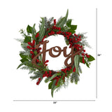 24” Joy and Berries Artificial Christmas Wreath-Wreath-Parc Decor