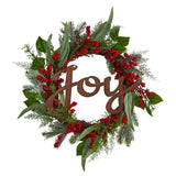 24” Joy and Berries Artificial Christmas Wreath-Wreath-Parc Decor