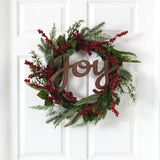 24” Joy and Berries Artificial Christmas Wreath-Wreath-Parc Decor