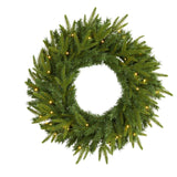 24” Long Pine Artificial Christmas Wreath with 35 Clear LED Lights-Wreath-Parc Decor