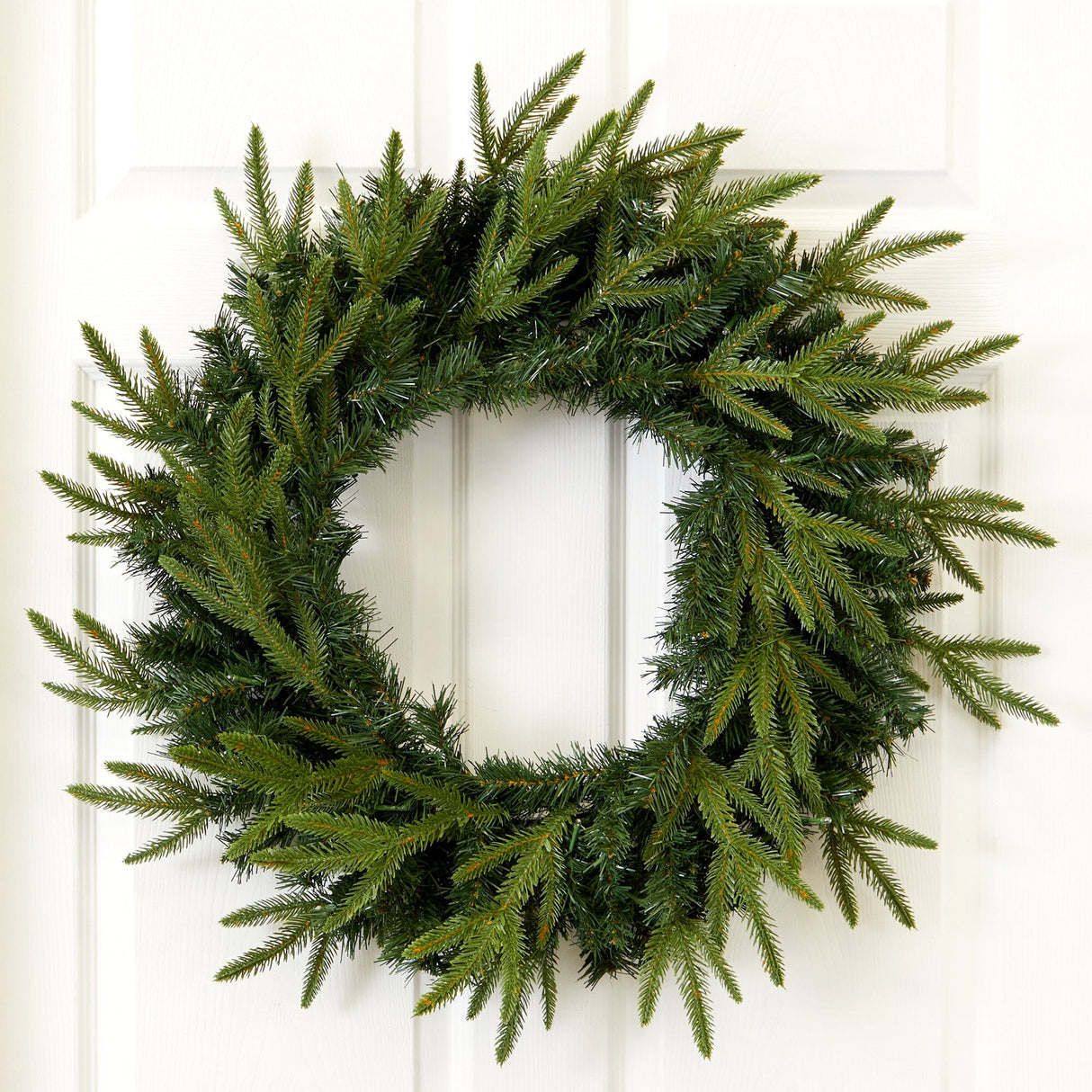 24” Long Pine Artificial Christmas Wreath with 35 Clear LED Lights-Wreath-Parc Decor