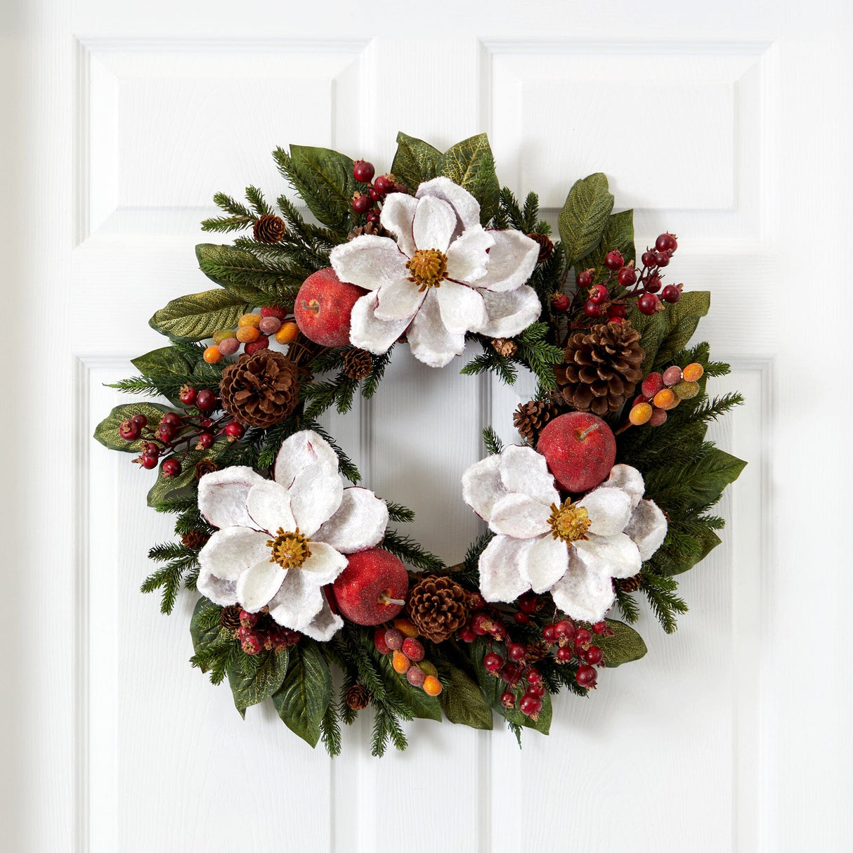 24" Magnolia Pinecone & Berry Wreath"-Wreath-Parc Decor
