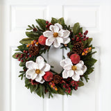 24" Magnolia Pinecone & Berry Wreath"-Wreath-Parc Decor