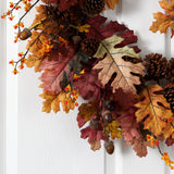 24” Oak Leaf, Acorn & Pine Wreath-Wreath-Parc Decor