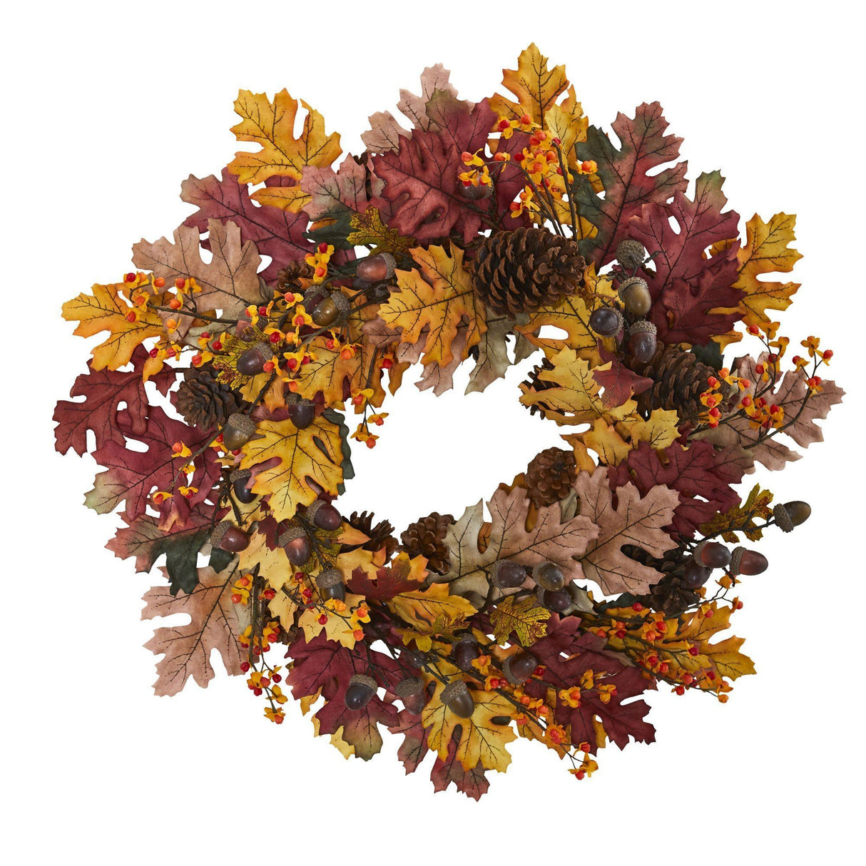 24” Oak Leaf, Acorn & Pine Wreath-Wreath-Parc Decor