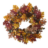 24” Oak Leaf, Acorn & Pine Wreath-Wreath-Parc Decor