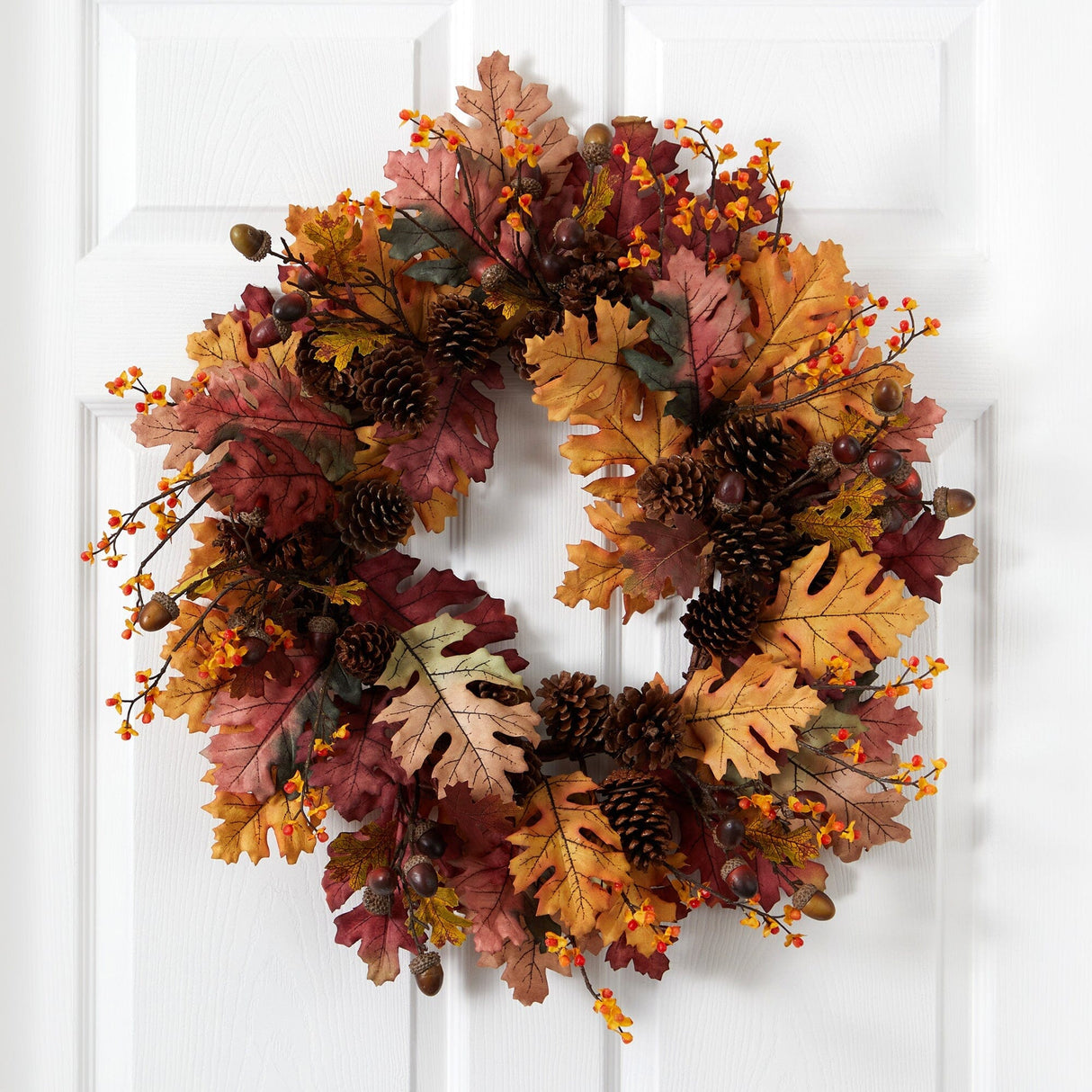 24” Oak Leaf, Acorn & Pine Wreath-Wreath-Parc Decor