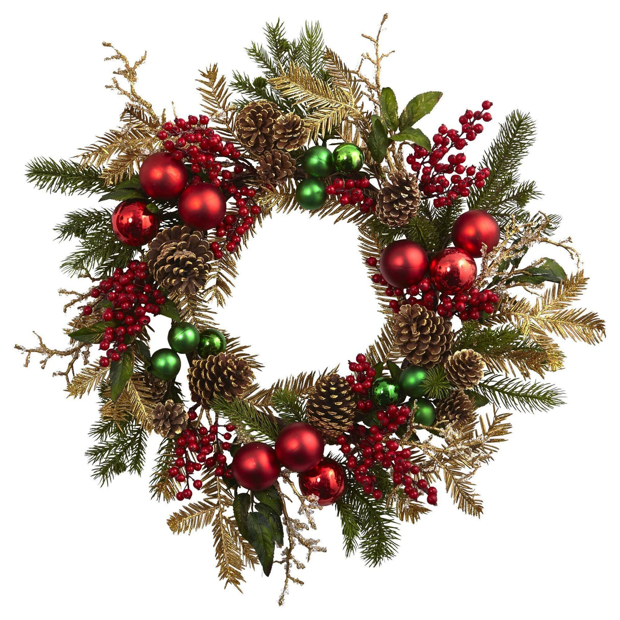 24” Ornament, Pine & Pine cone Wreath-Wreath-Parc Decor
