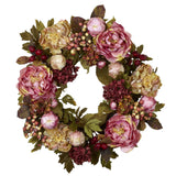 24" Peony Hydrangea Wreath"-Wreath-Parc Decor