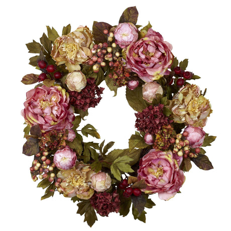 24" Peony Hydrangea Wreath"-Wreath-Parc Decor