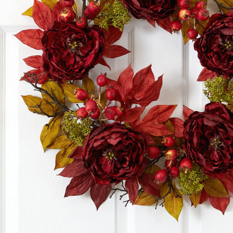 24” Peony Sedum Wreath-Wreath-Parc Decor