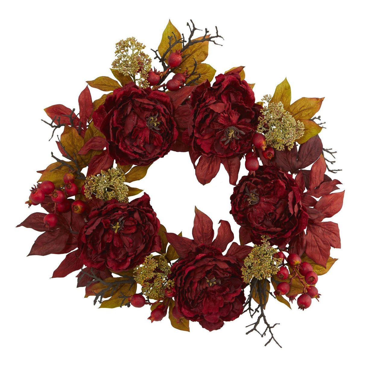 24” Peony Sedum Wreath-Wreath-Parc Decor