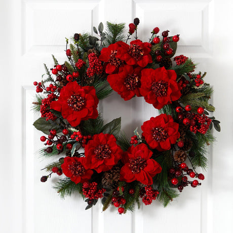 24" Poinsettia Wreath"-Wreath-Parc Decor