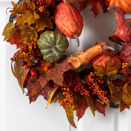 24" Pumpkin & Berry Wreath-Wreath-Parc Decor